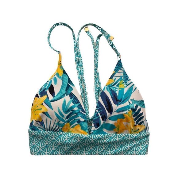 Land’s End Women’s Push-Up Triangle Banded Bikini Tropics Top • Small • NWT - Picture 2 of 5